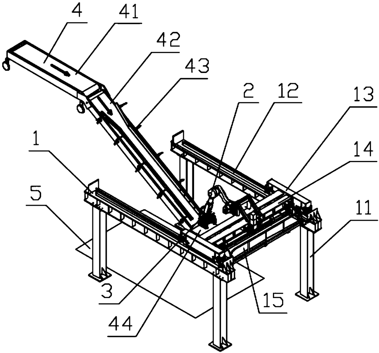 Automatic material loading device integrating loading and conveying and corresponding method