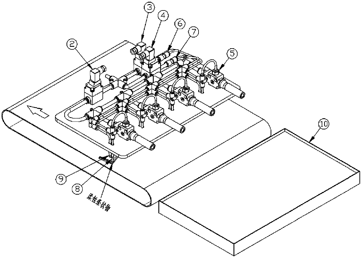 Automatic suction and separation device and method of flexible strip-shaped food