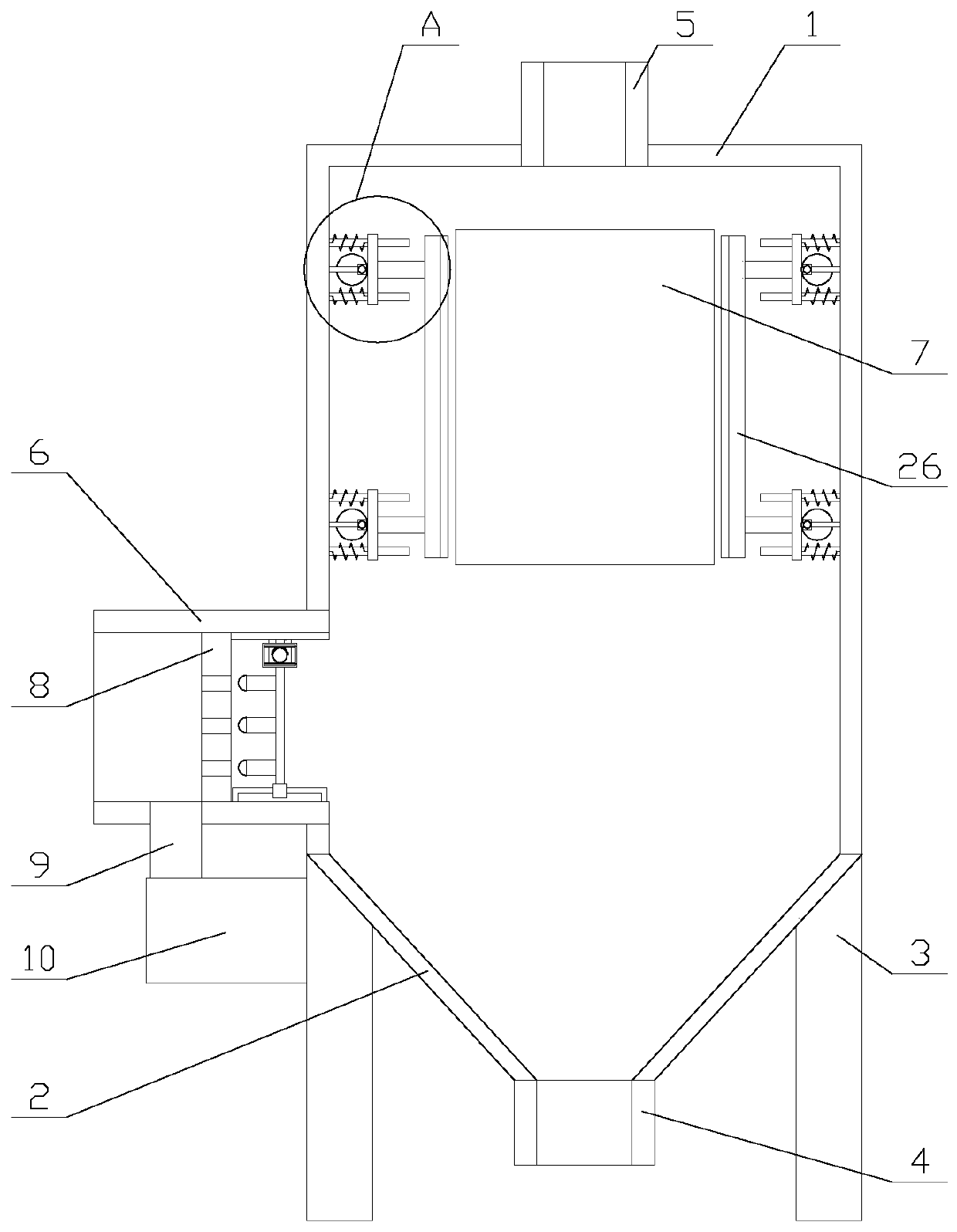 Efficient bag type dust removal equipment with impurity removal function for coal chemical engineering