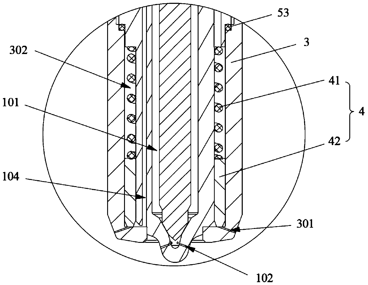 Integrated double-fuel injector and injection method thereof