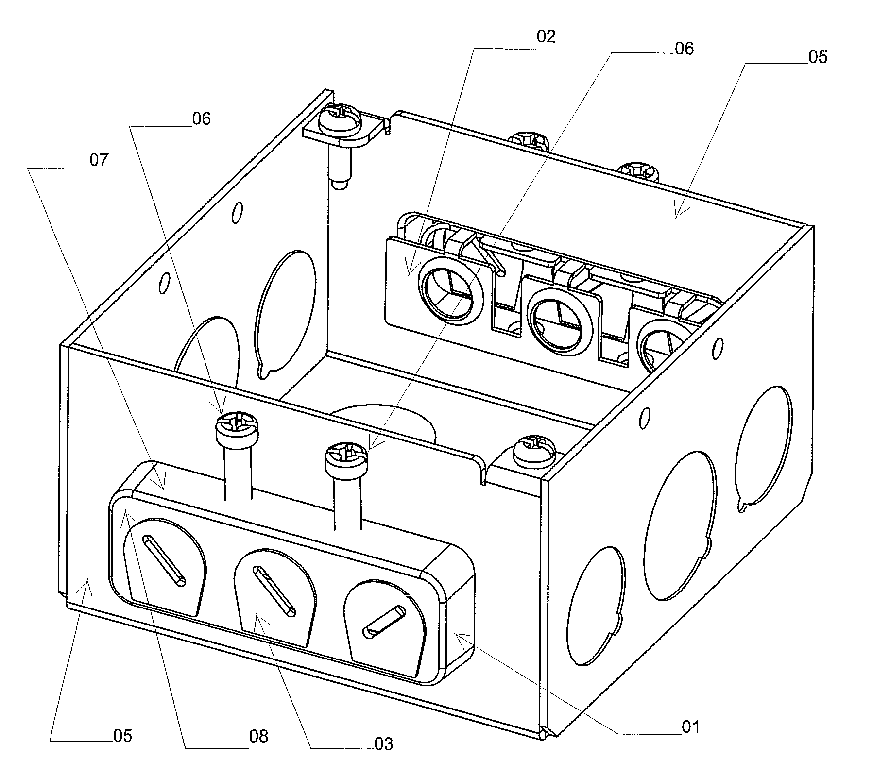 Electrical junction box with a built-in fitting insert