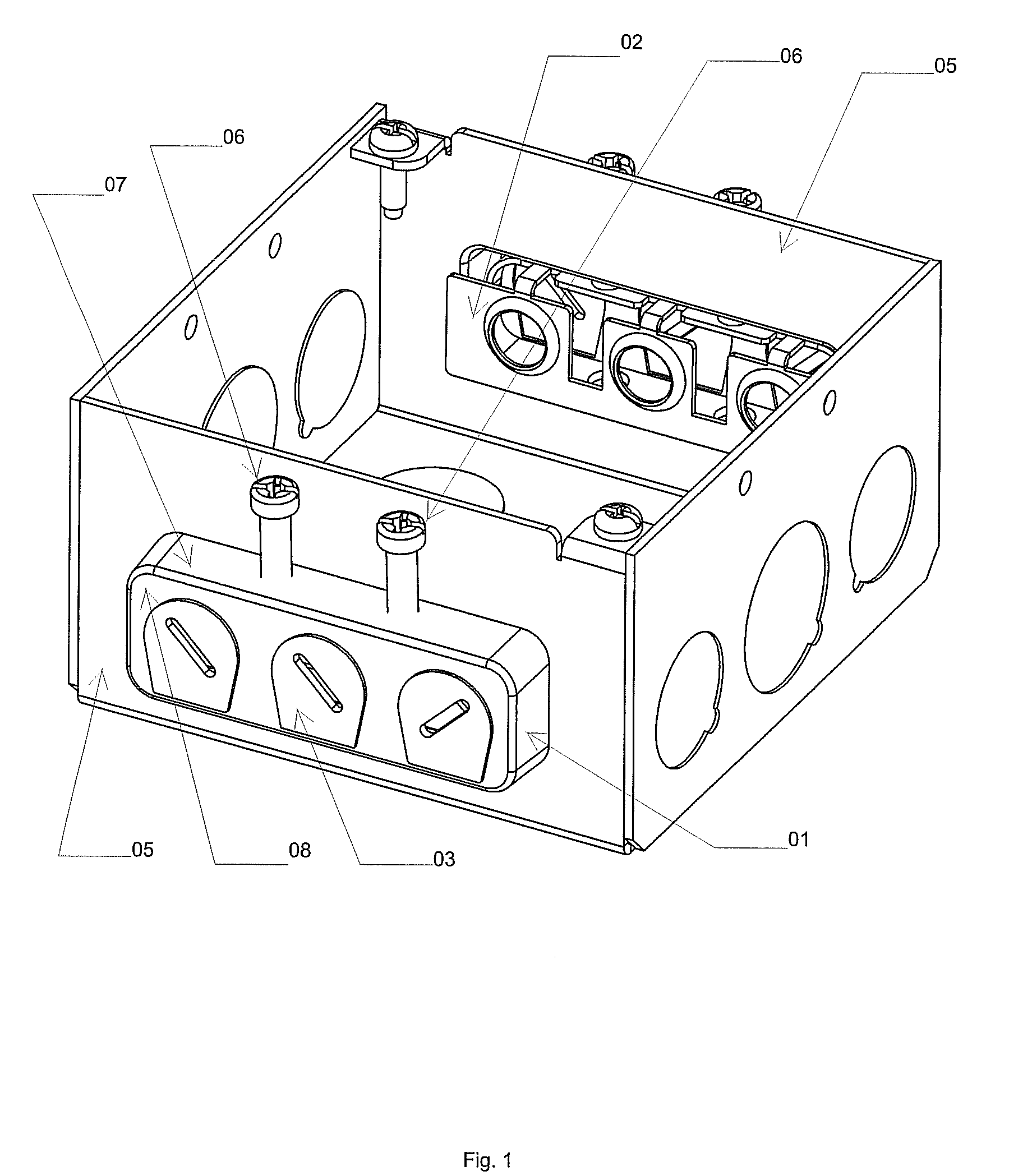 Electrical junction box with a built-in fitting insert