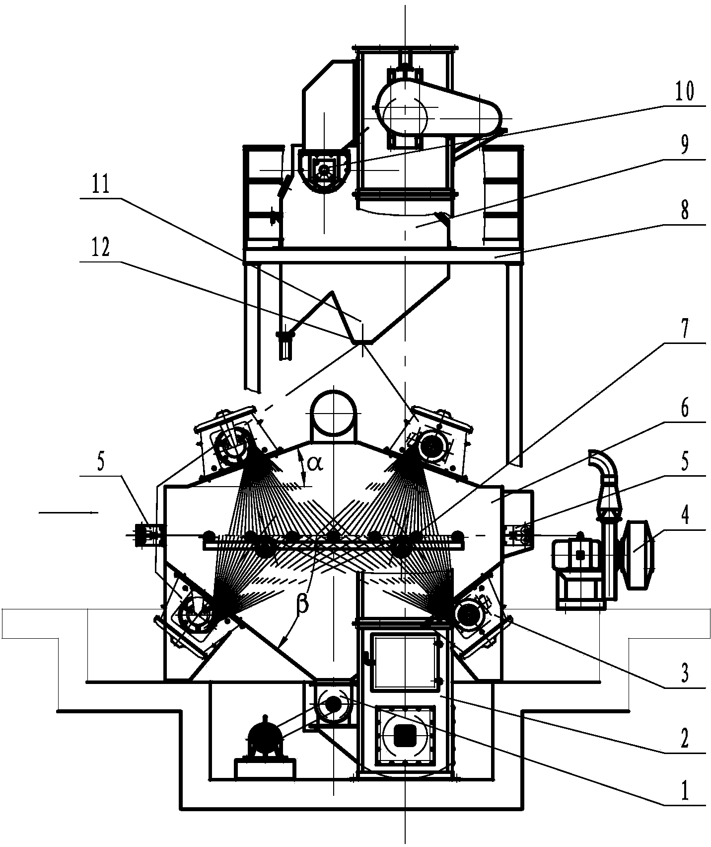 Pass-type shot-blast cleaning machine for steel strip