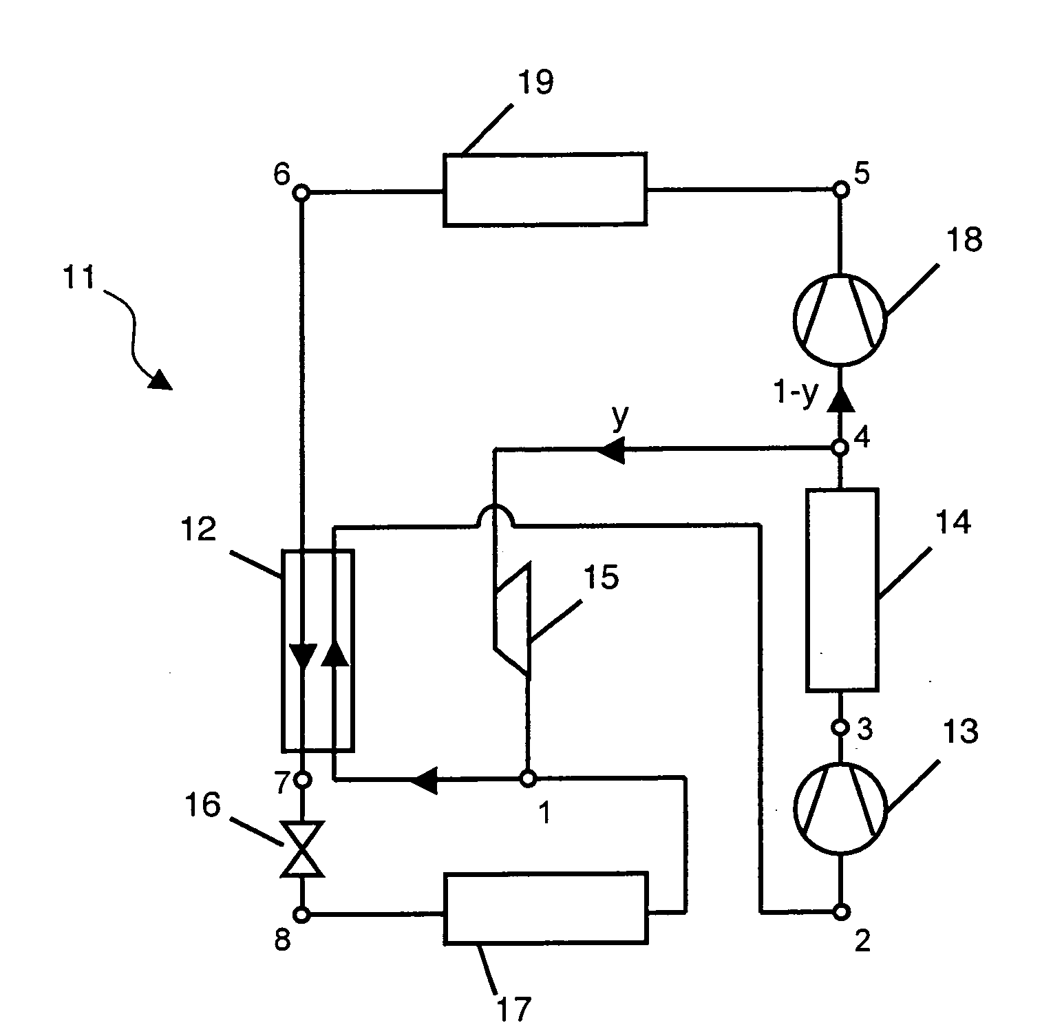 Vapour compression device and method of performing an associated transcritical cycle