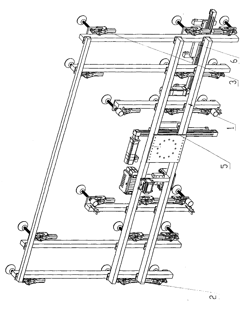 Suction cup combination frame for glass palletizing at cold end of float glass production line