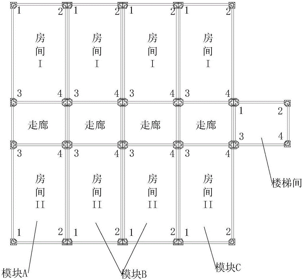 Modular low-layer assembling type house system of special-shaped column steel structure