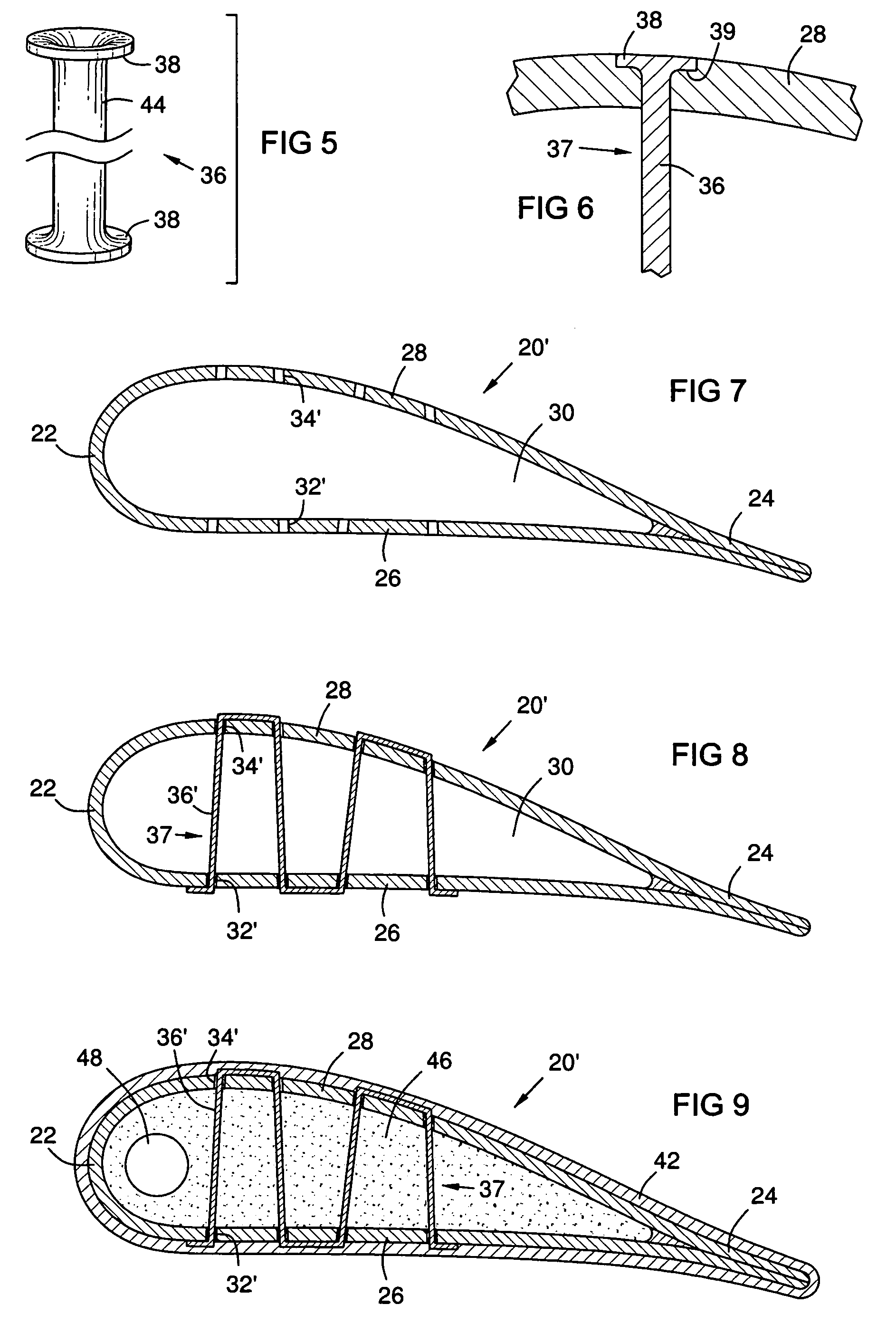 Hollow CMC airfoil with internal stitch