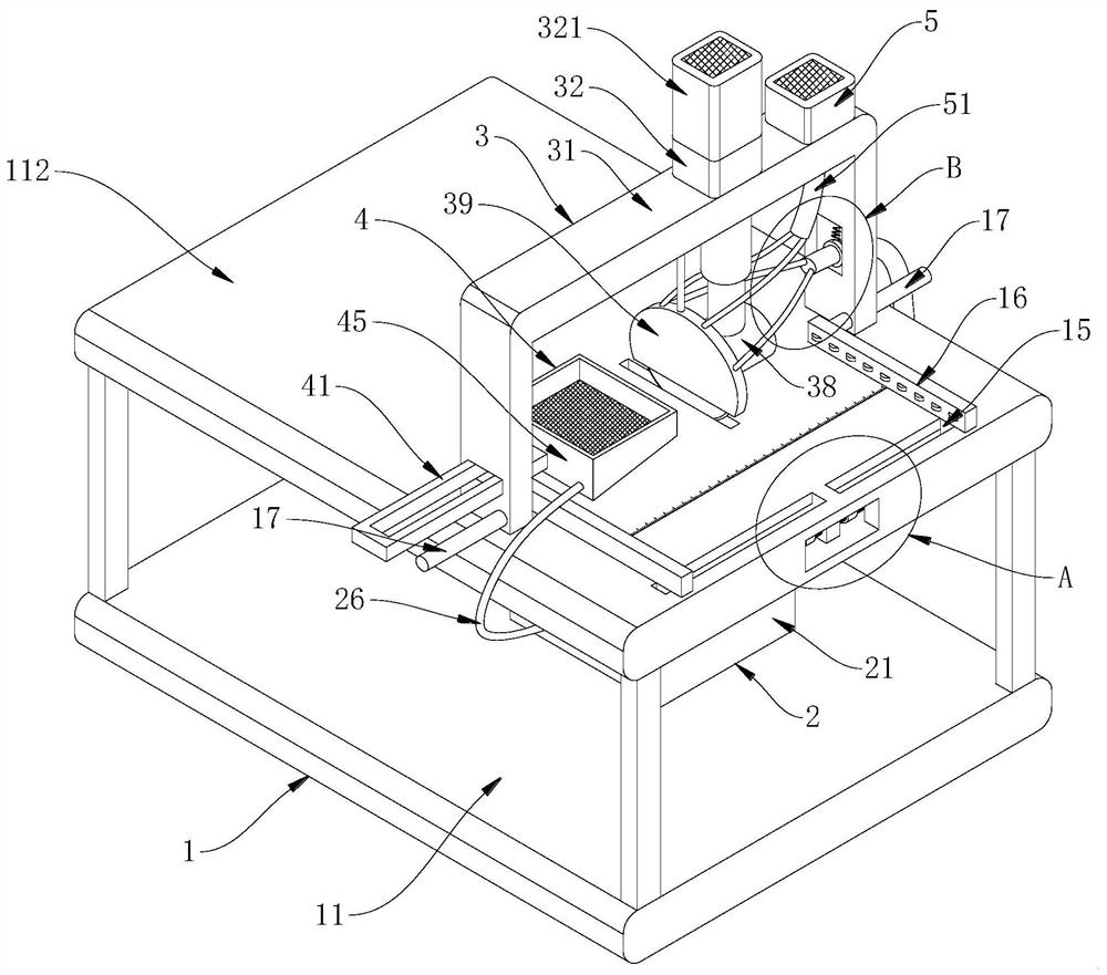 Environment-friendly wood machining cutting device facilitating wood chip collection