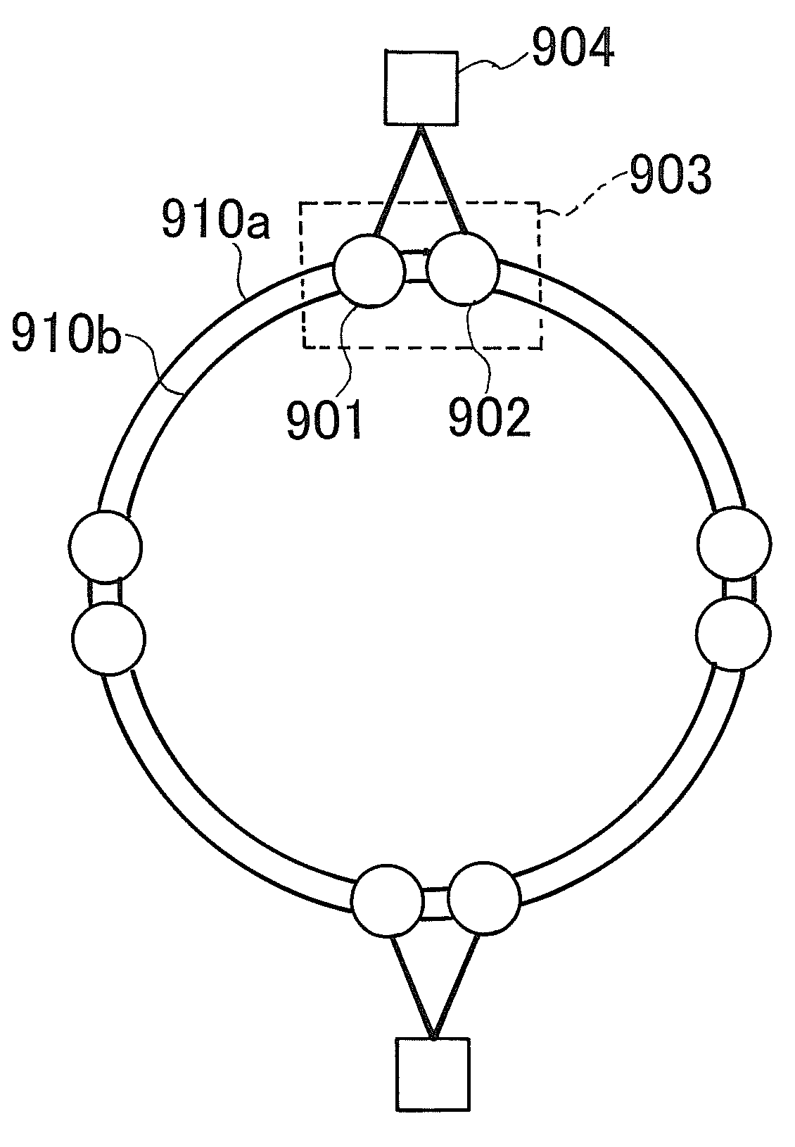 Packet ring network system, packet forwarding method and node