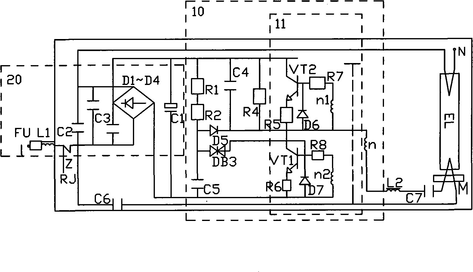 Invisible electricity saver for fluorescent lamp