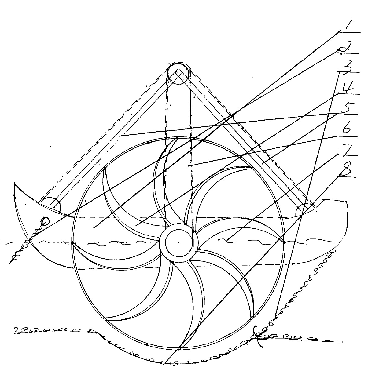 Current-driven ultralarge impeller power generation method and river dredging method