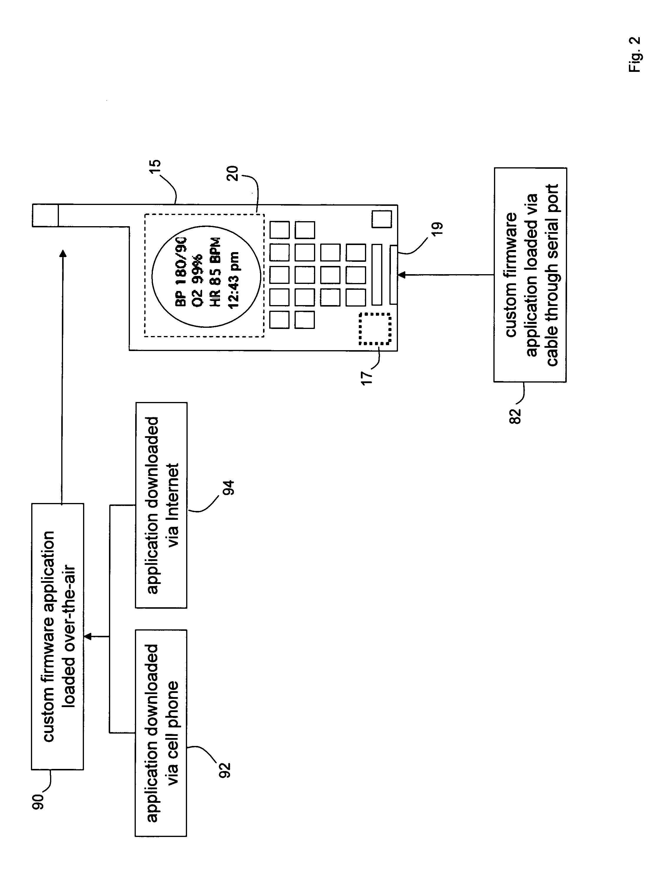 Cuffless blood-pressure monitor and accompanying wireless mobile device