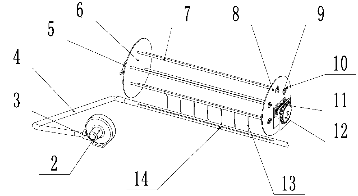 Pneumatic plastic film residue winding roller device, subsoil harvester and operation method thereof