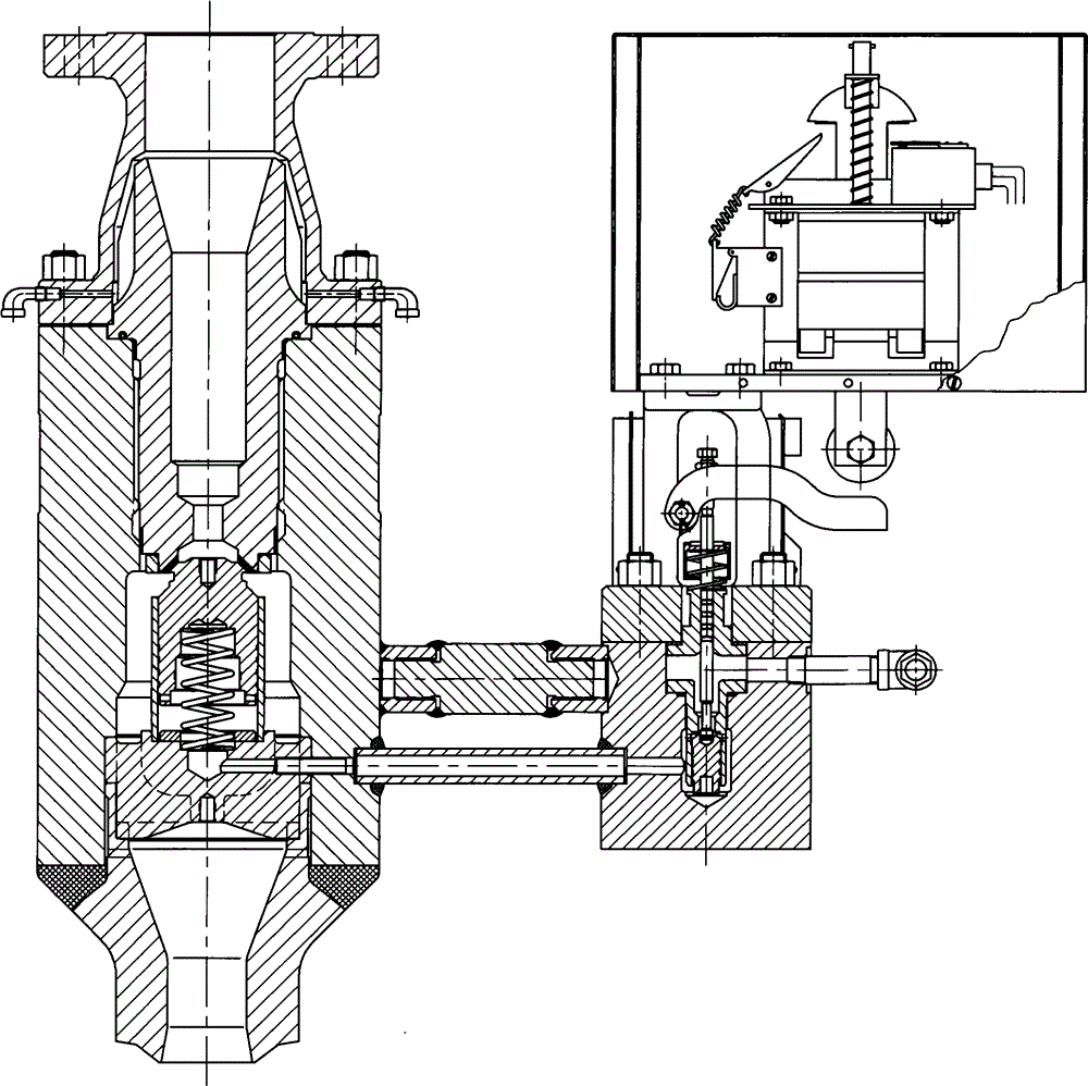 Lateral steam discharge electromagnetic pressure relief valve structure for electric station main steam system