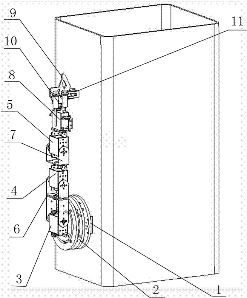 Six-freedom-degree mechanical arm for automatic charging pile of electric vehicle and control method thereof