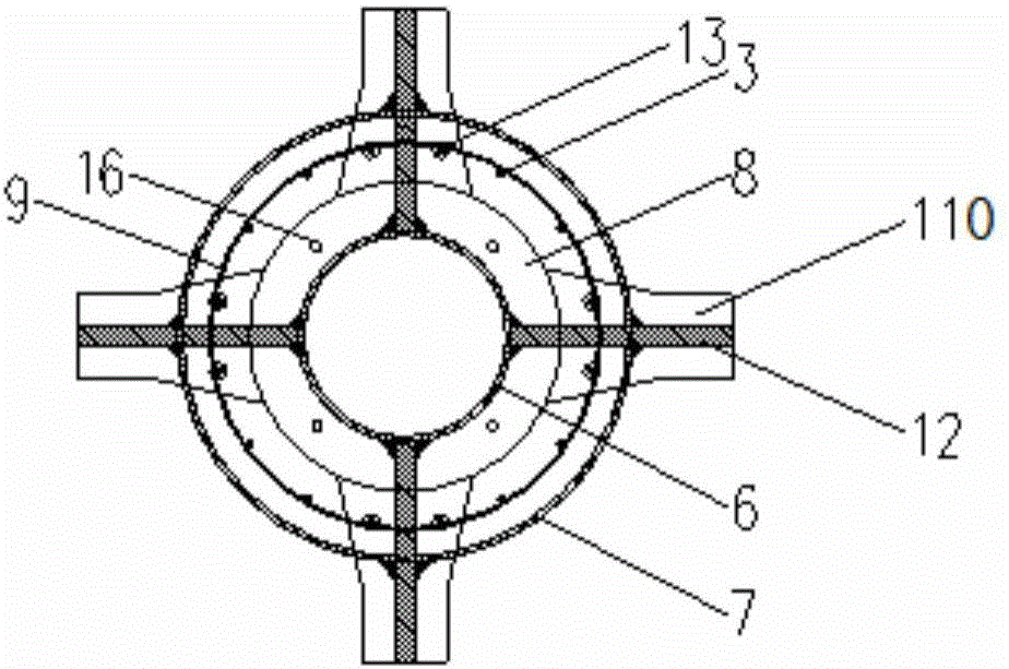 Circular steel tube constraining reinforced concrete-steel beam framework node for nodal-region composite steel tube