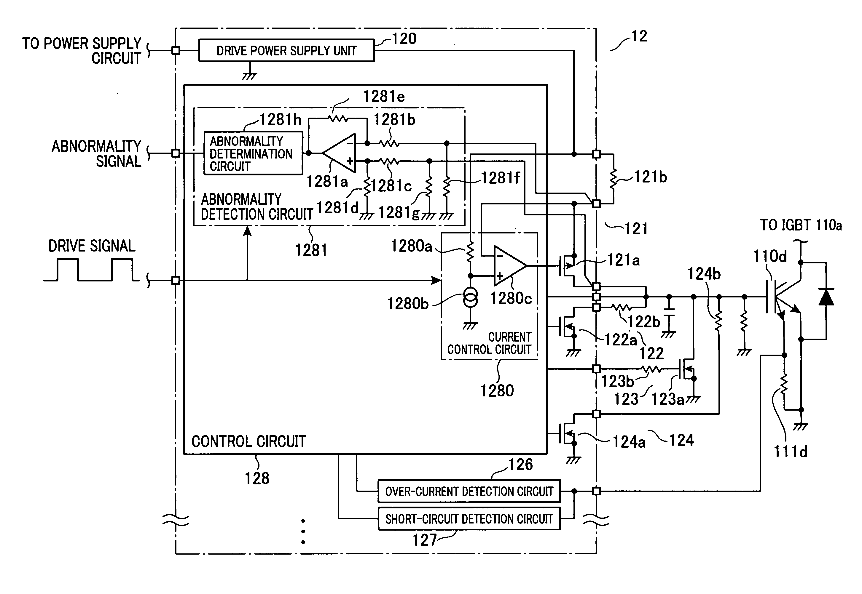 Electronic control apparatus having switching element and drive circuit