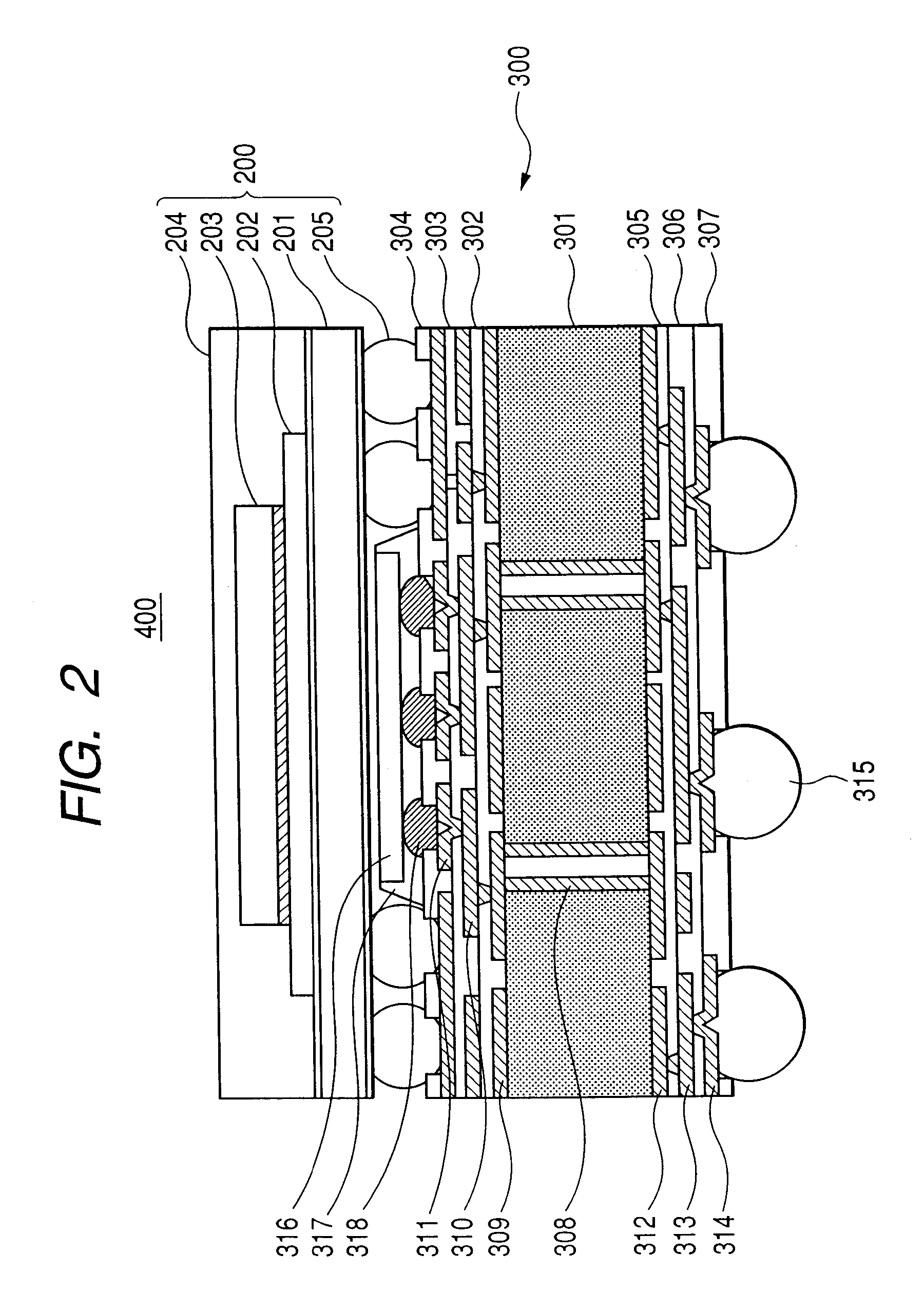 Laminated semiconductor package