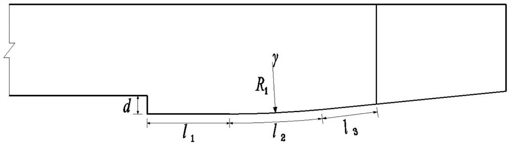 An asymmetric stilling pool