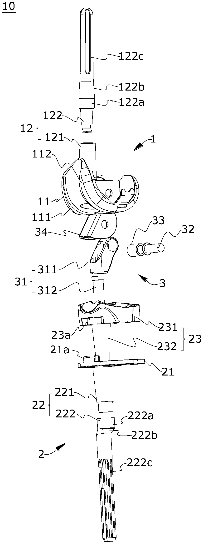 Hinged knee prosthesis