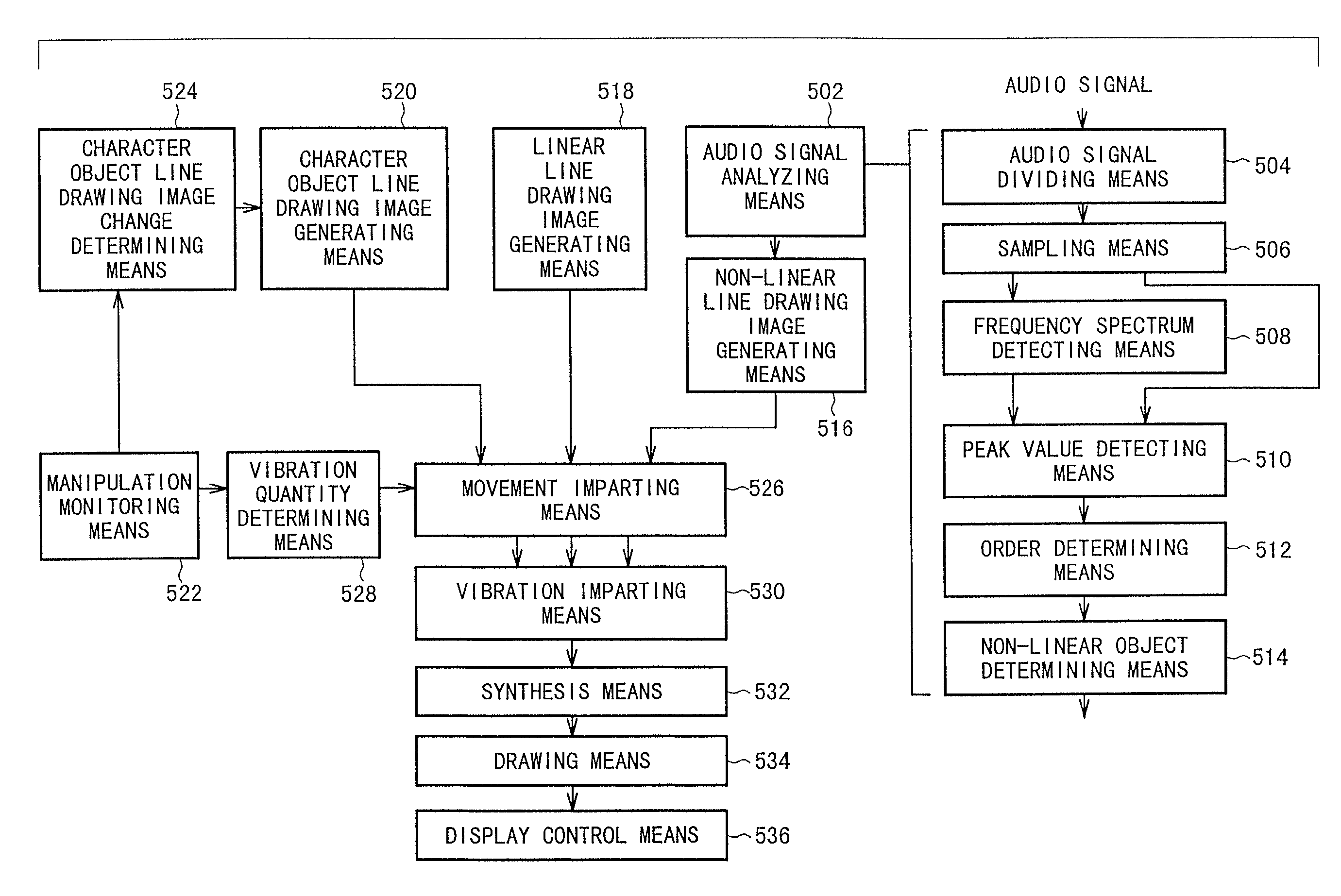 Audio processing and image generating apparatus, audio processing and image generating method, recording medium and program