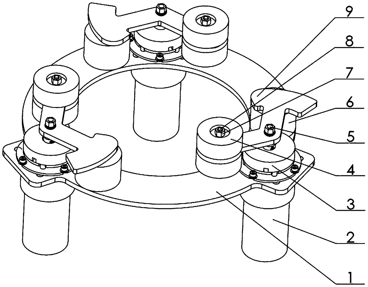 Clamping device for a crawling robot