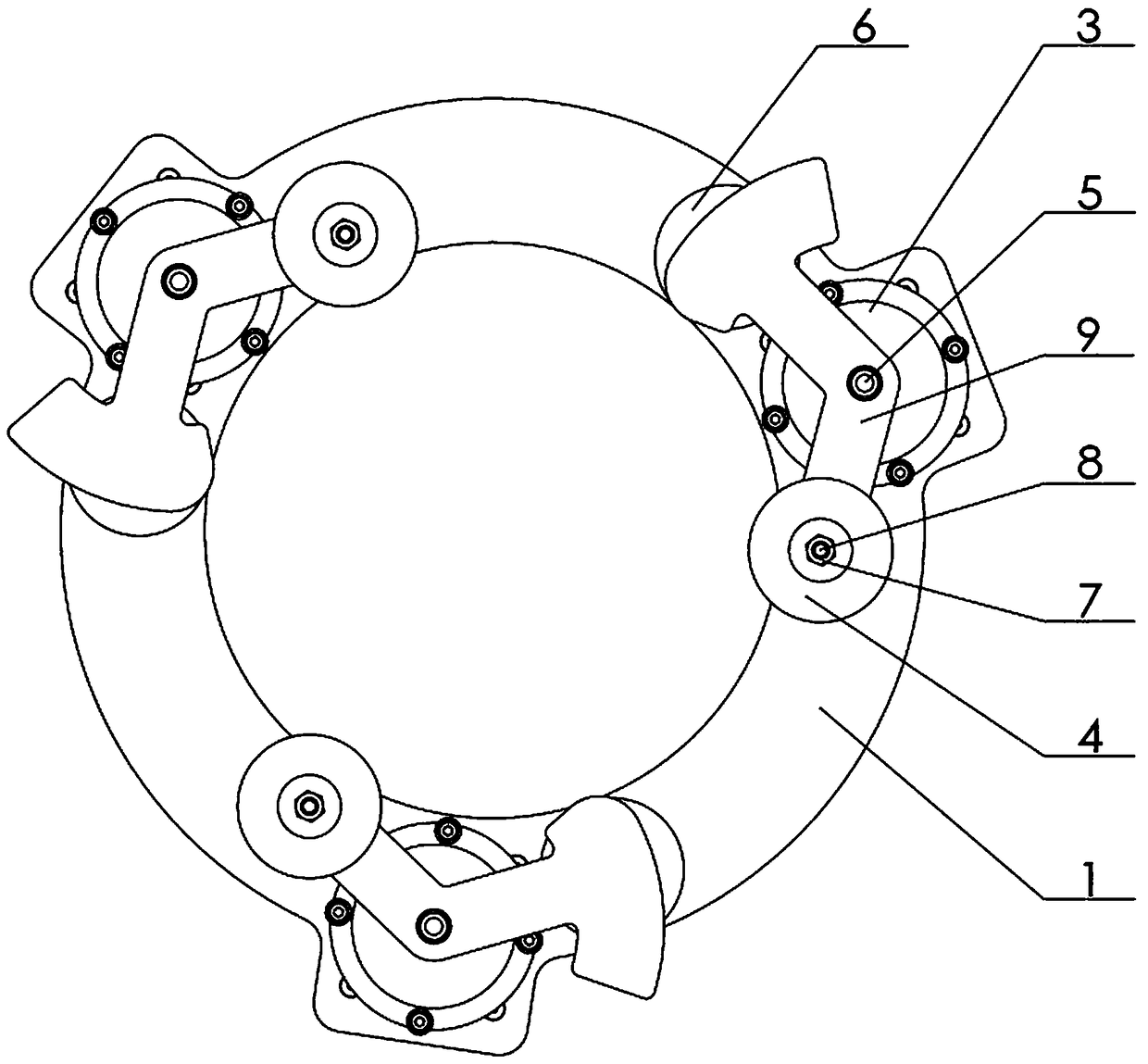 Clamping device for a crawling robot