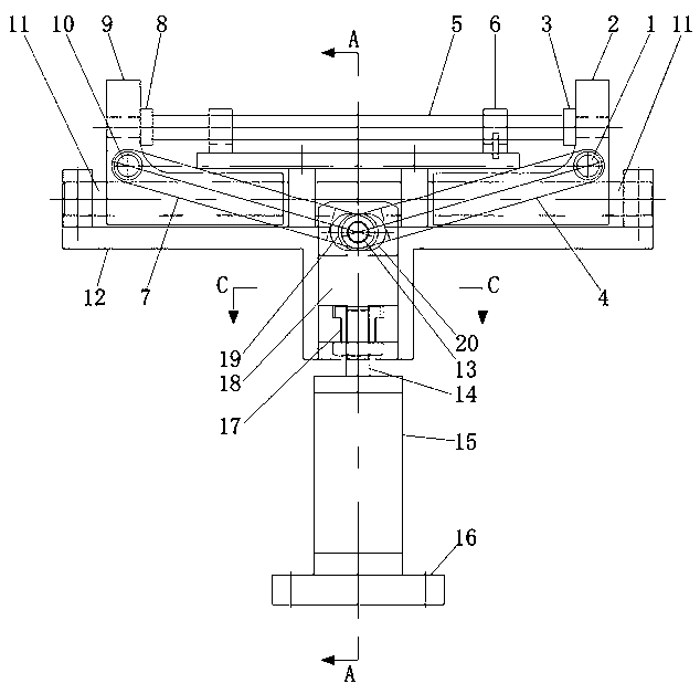 Two-way floating force-increasing clamping mechanism for high-pressure sealing