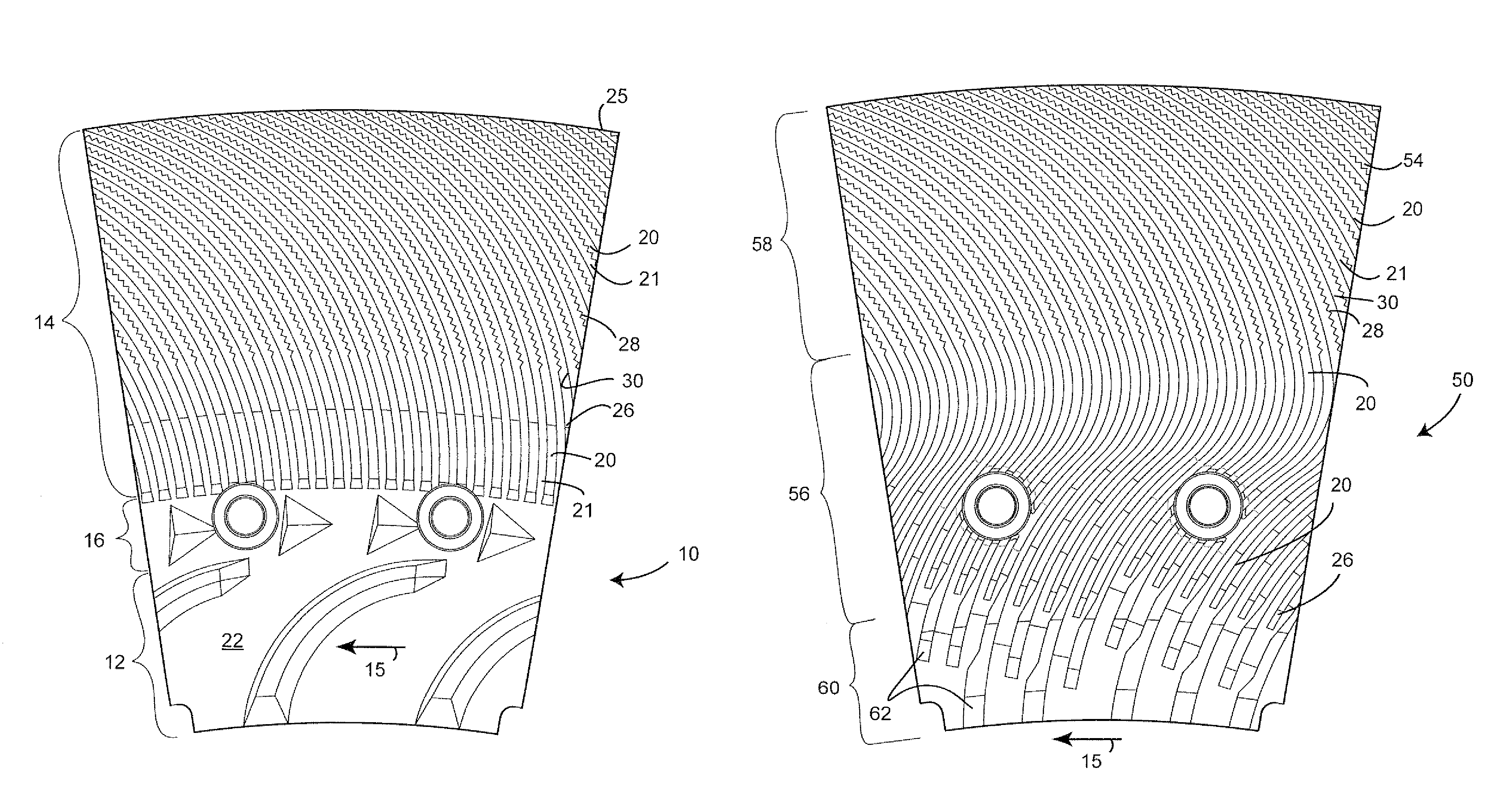 Mechanical pulping refiner plate having curved refining bars with jagged leading sidewalls and method for designing plates