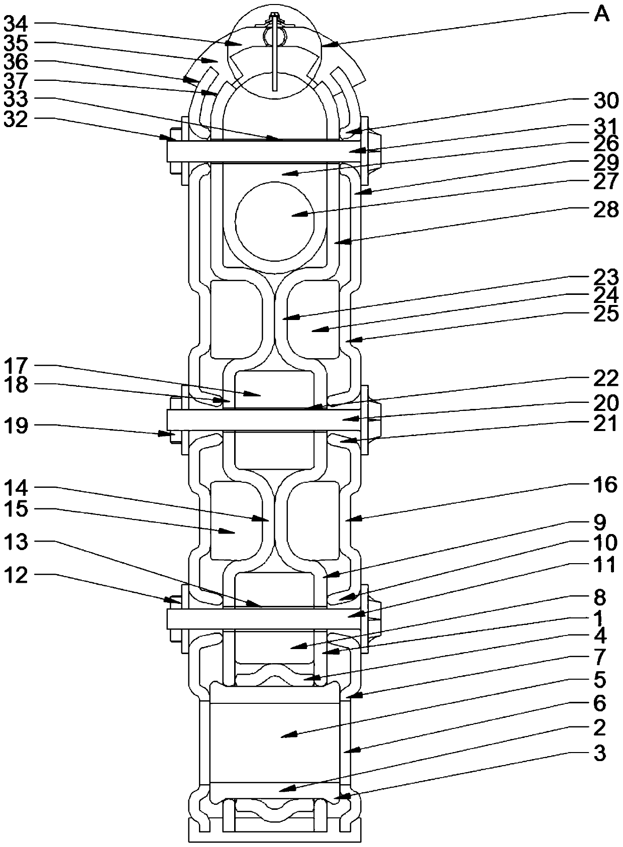 One-piece stamping swing arm with a damping energy absorbing mechanism