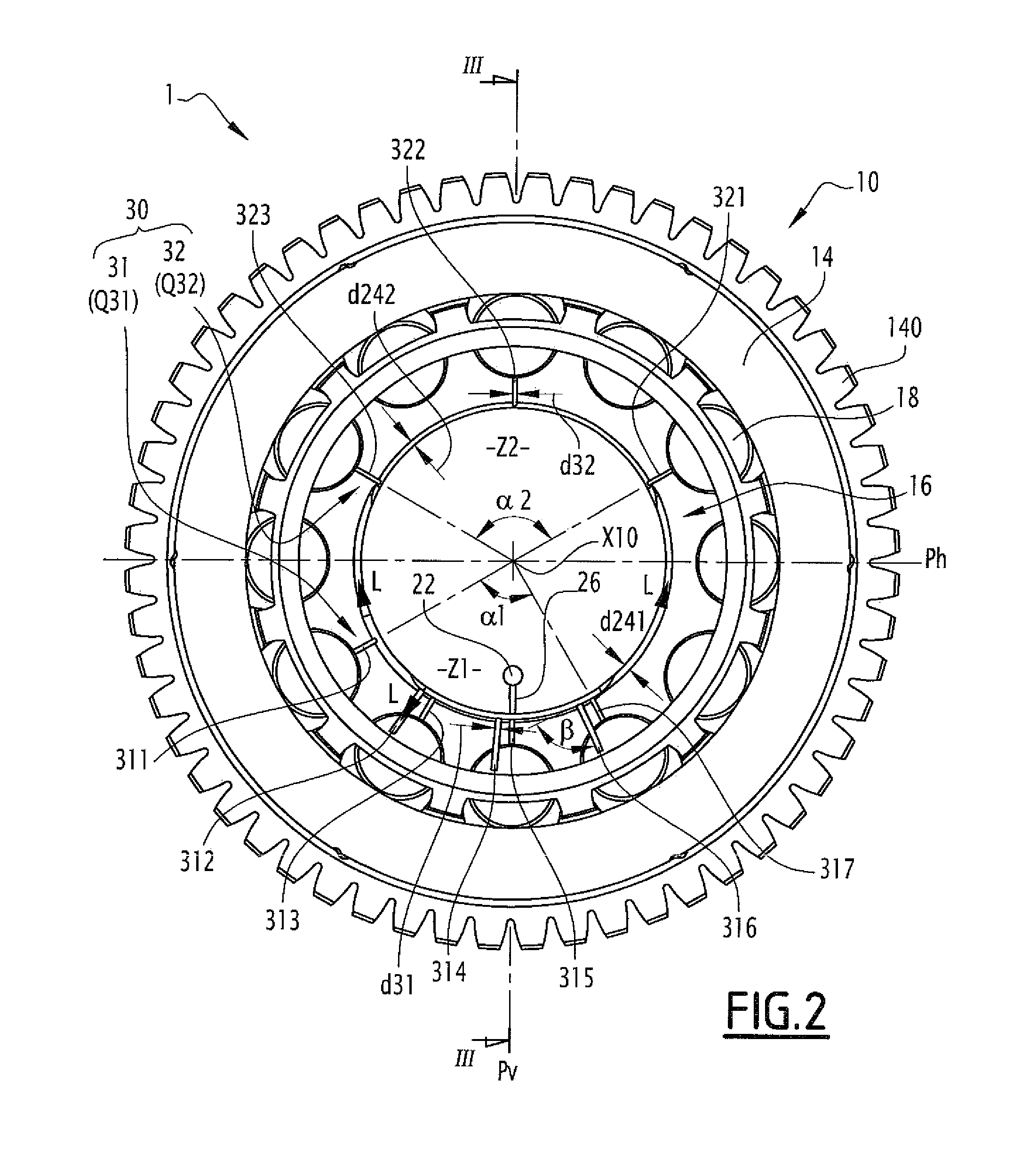 Mechanical device comprising a bearing and a lubrication system, implementing machine and method