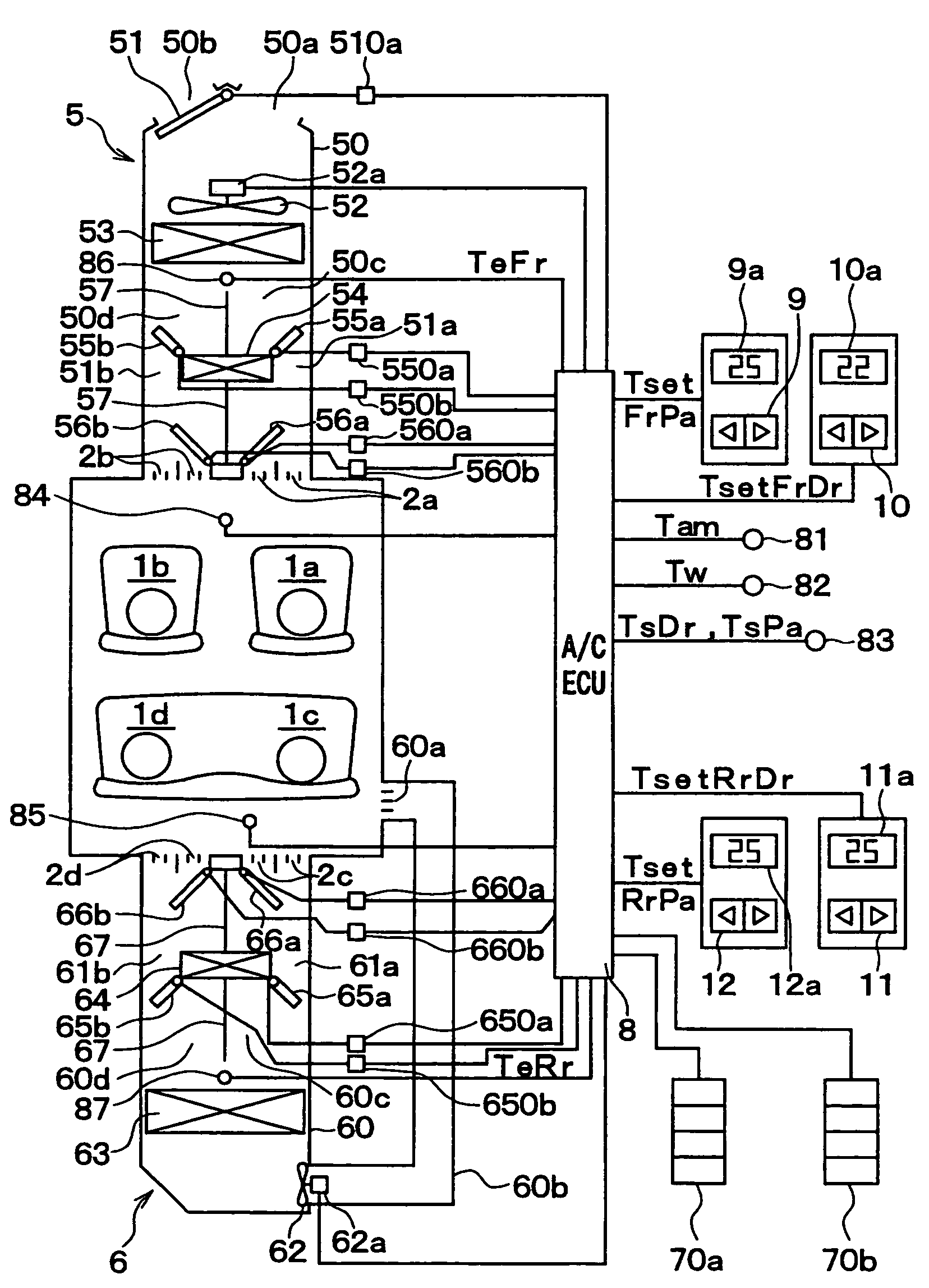 Air conditioning system for motor vehicle