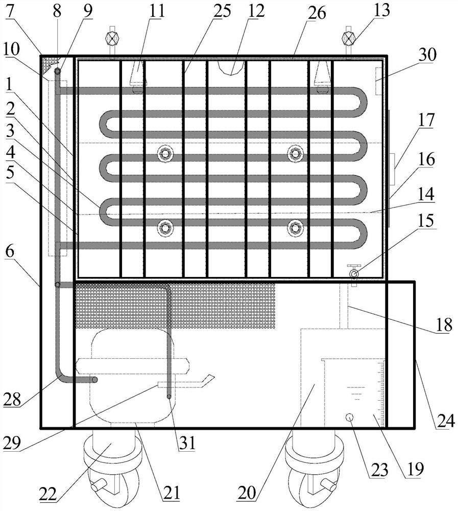 Concrete freezing and thawing test device under coupling action of multiple environmental factors