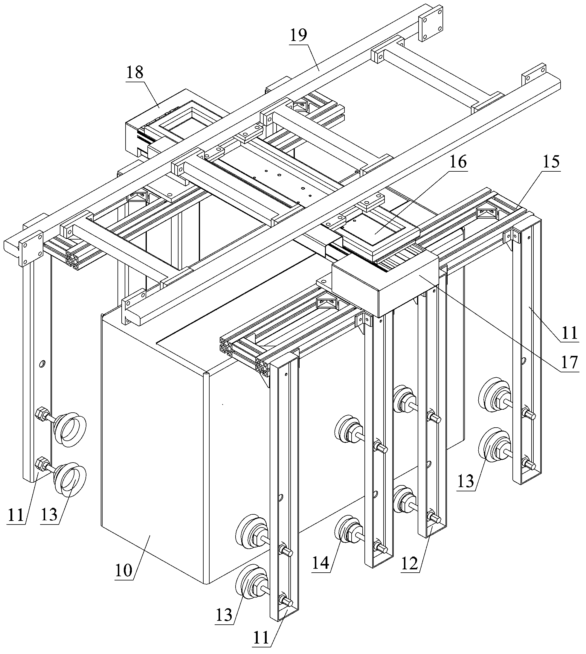 Packaging box automatic box sleeving device and electric appliance packaging production line