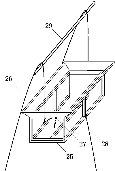 Overhead cable laying tractor and dedicated lifting tool thereof