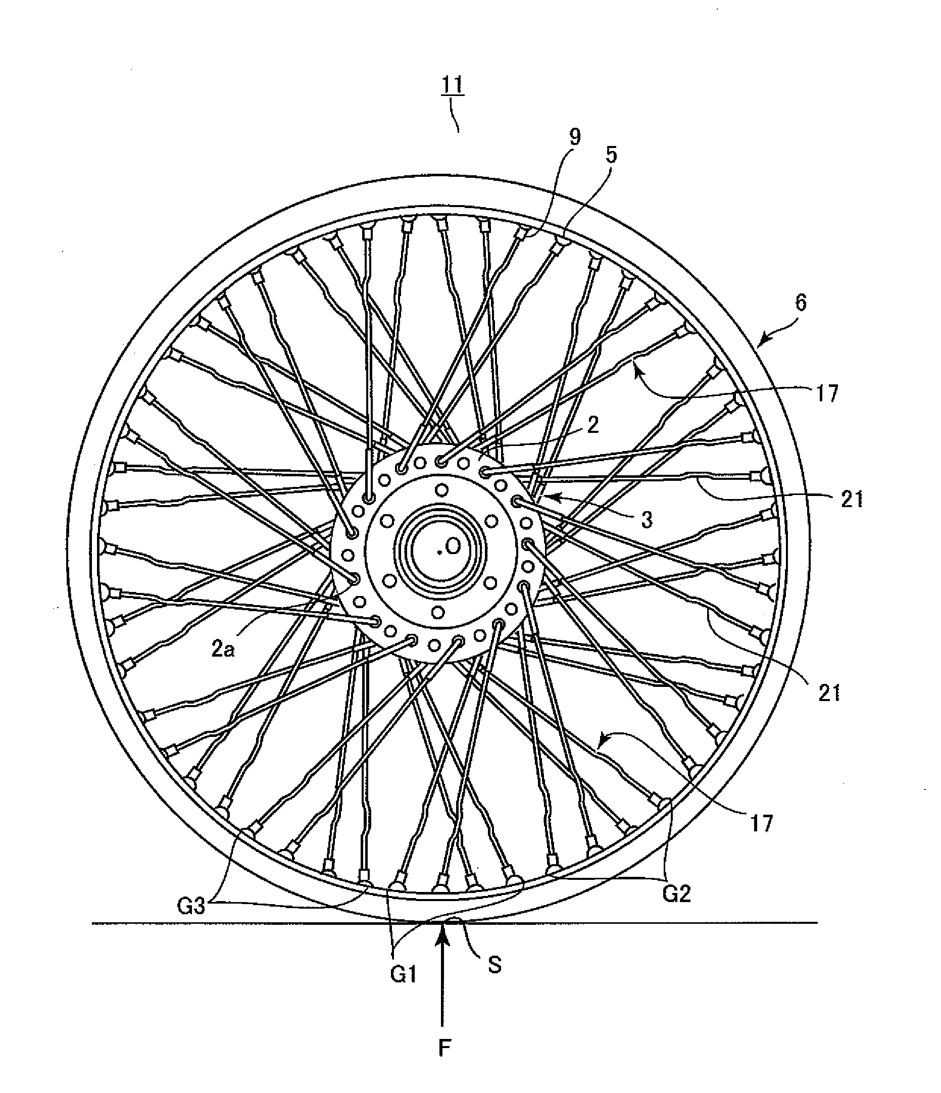 Spoke wheel and spoke using therefor