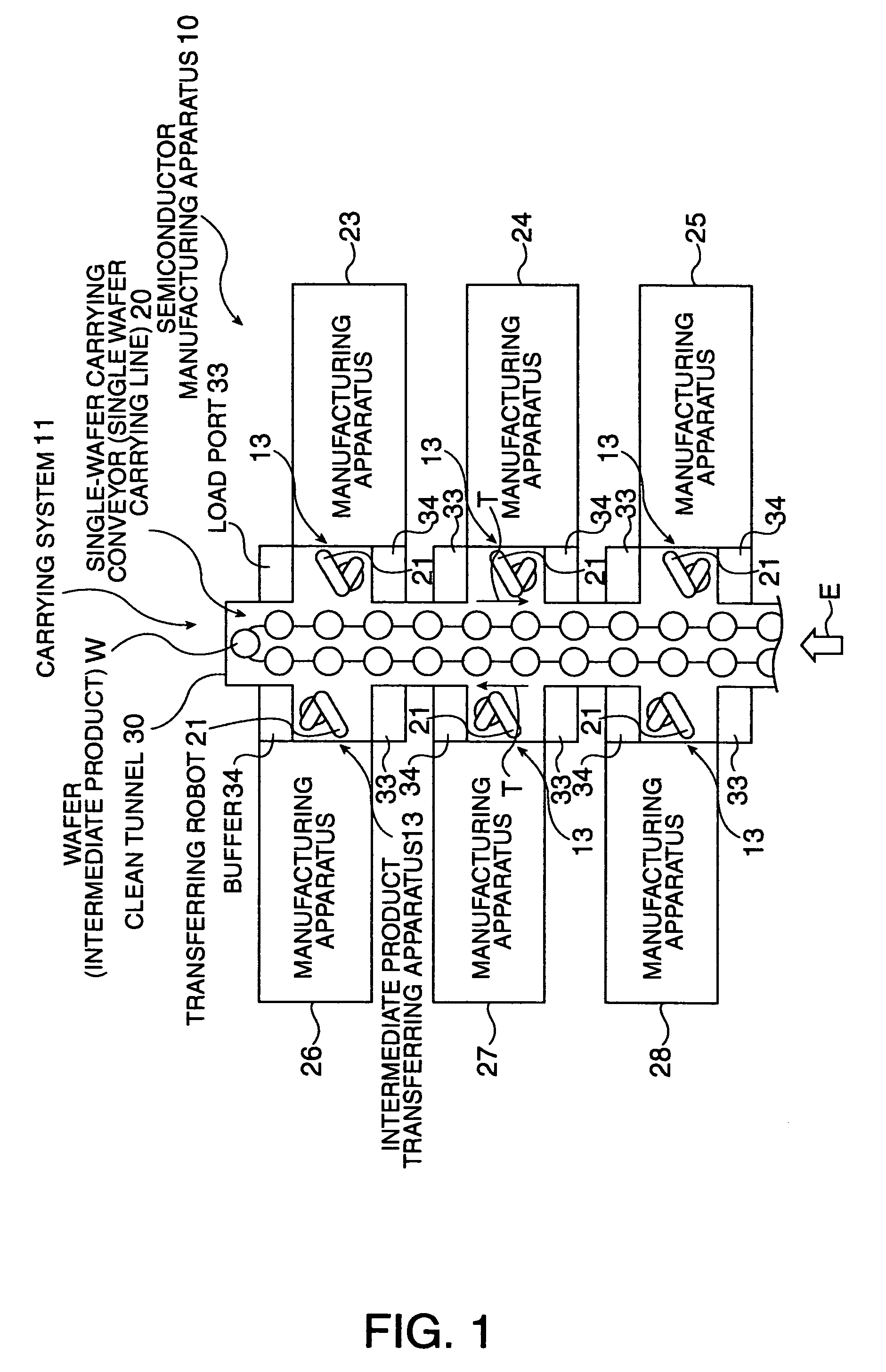 Intermediate product transferring apparatus and carrying system having the intermediate product transferring apparatus