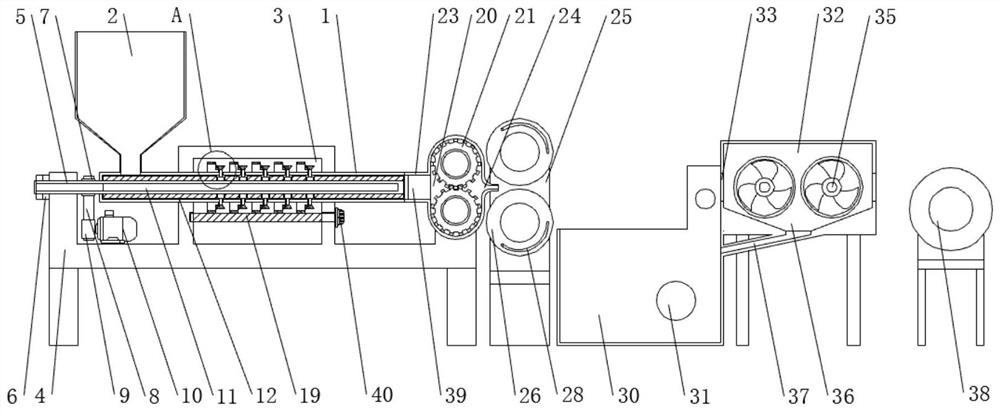 Extruder capable of conveniently and rapidly cooling plastic drainage plate