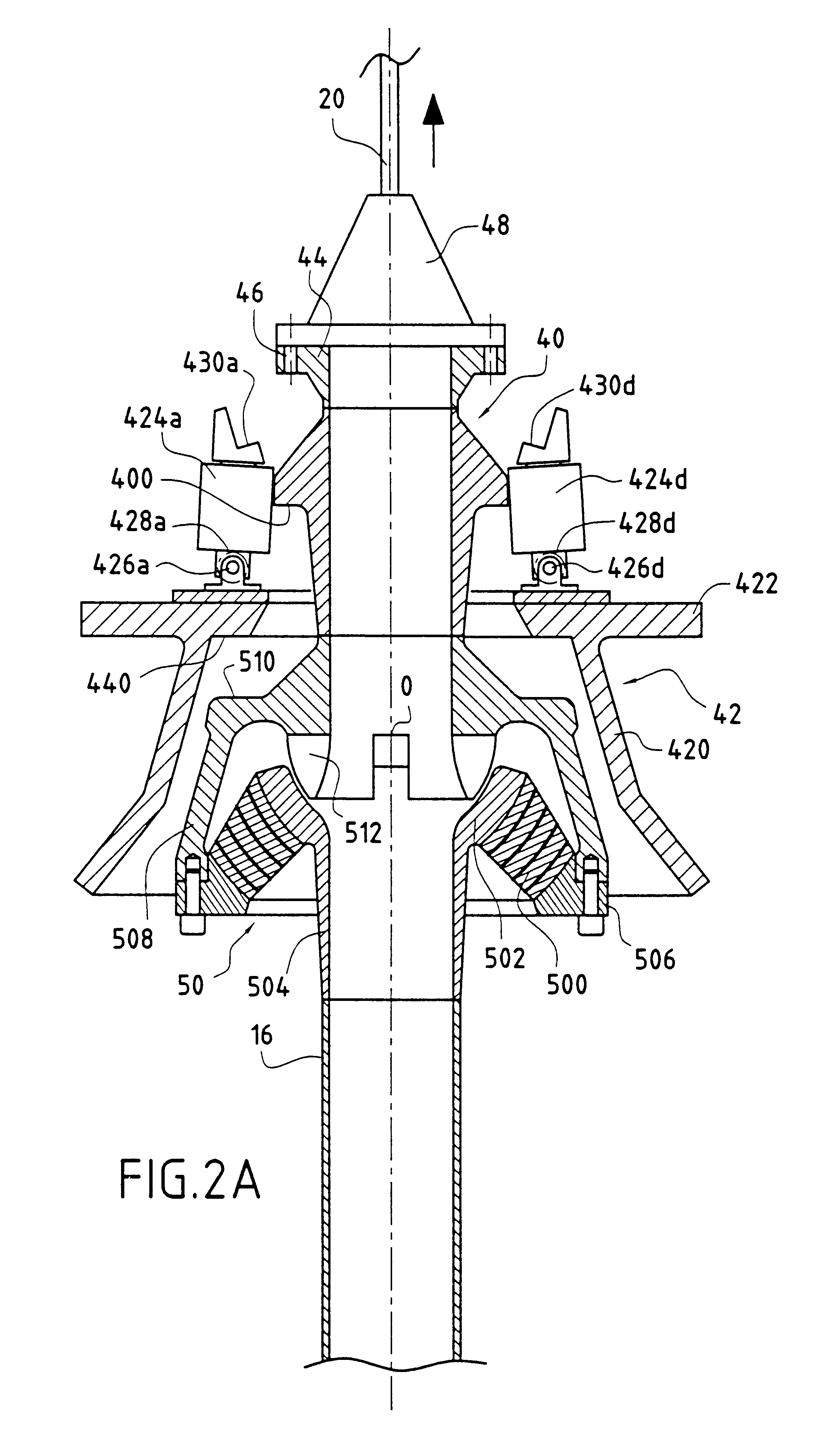 Device for connecting a submerged fluid-transporting line