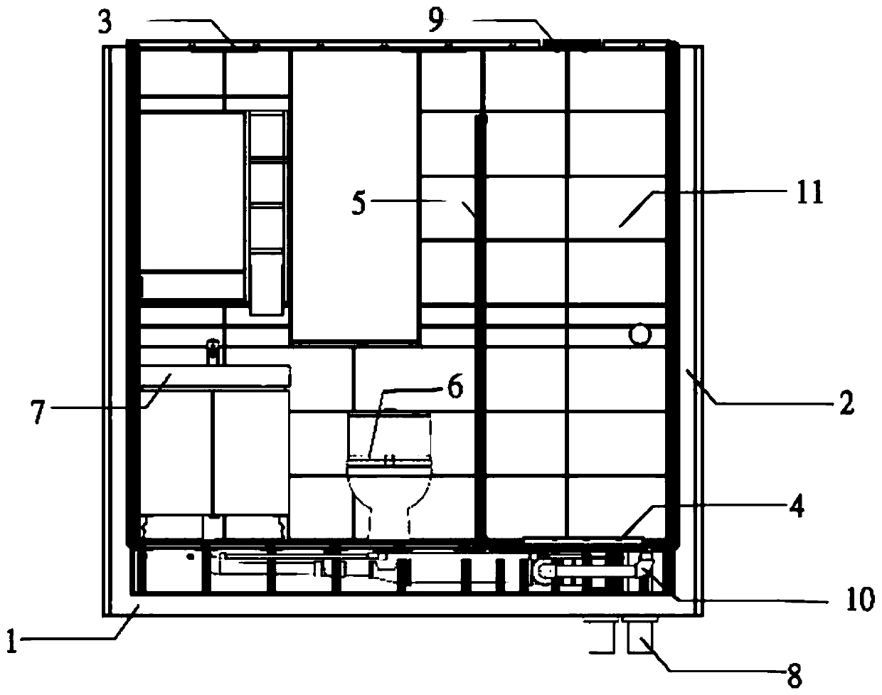 Structure, pipeline, heat preservation and decoration integrated assembly type toilet