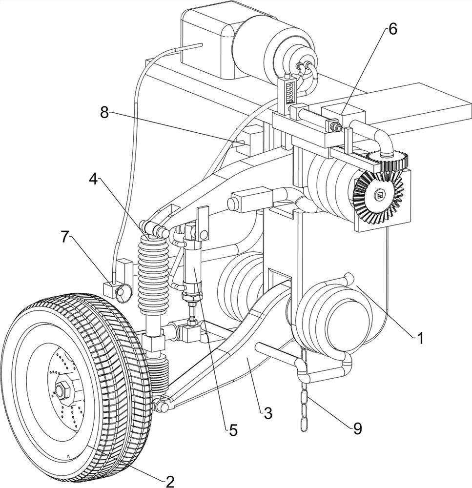 New energy automobile tire damping device buffered through spring