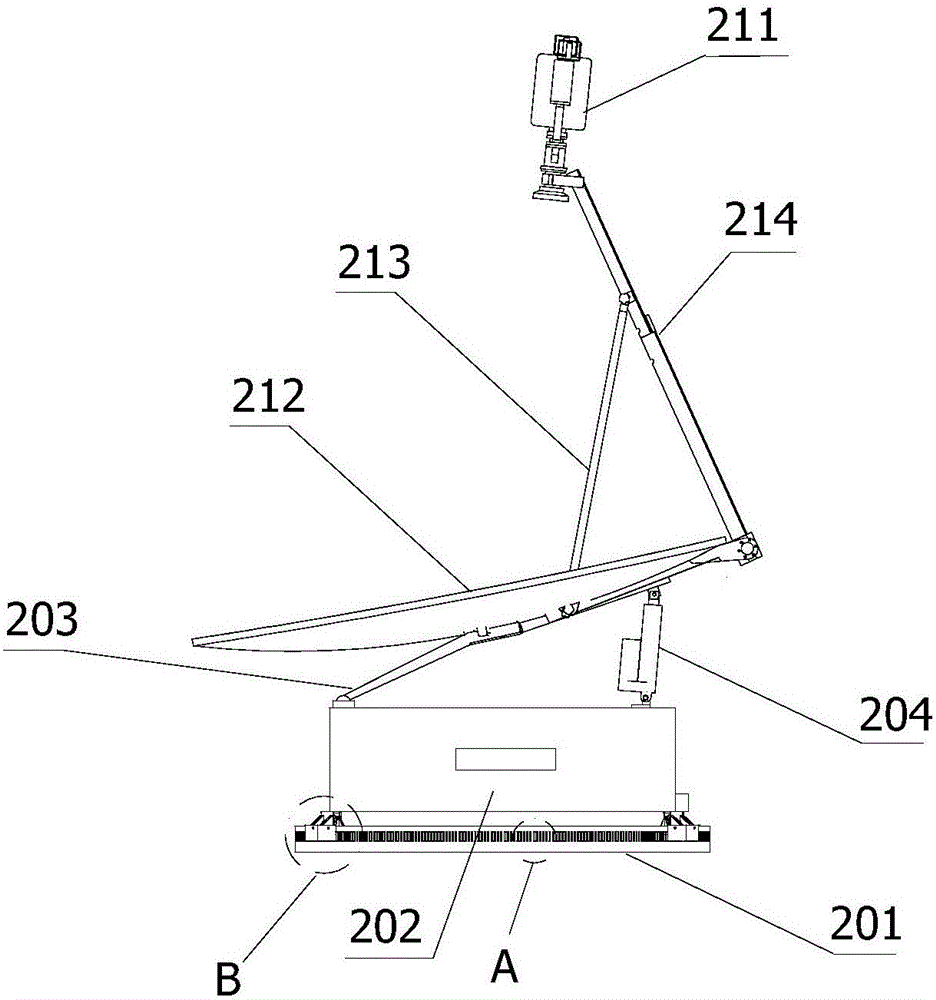 Box-type guide rail portable satellite communication antenna