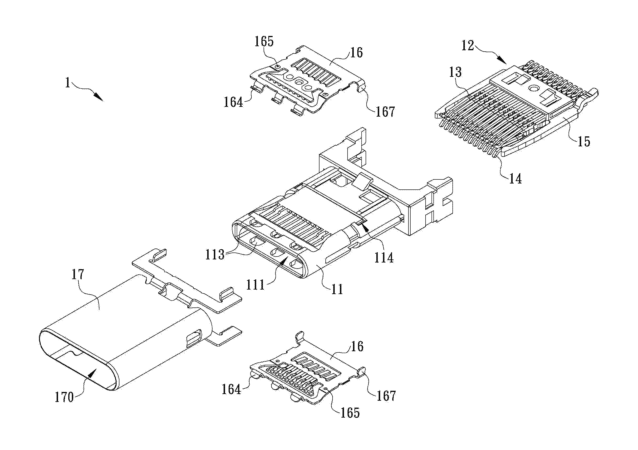 Signal connector having grounding member for pressing and preventing from short-circuit