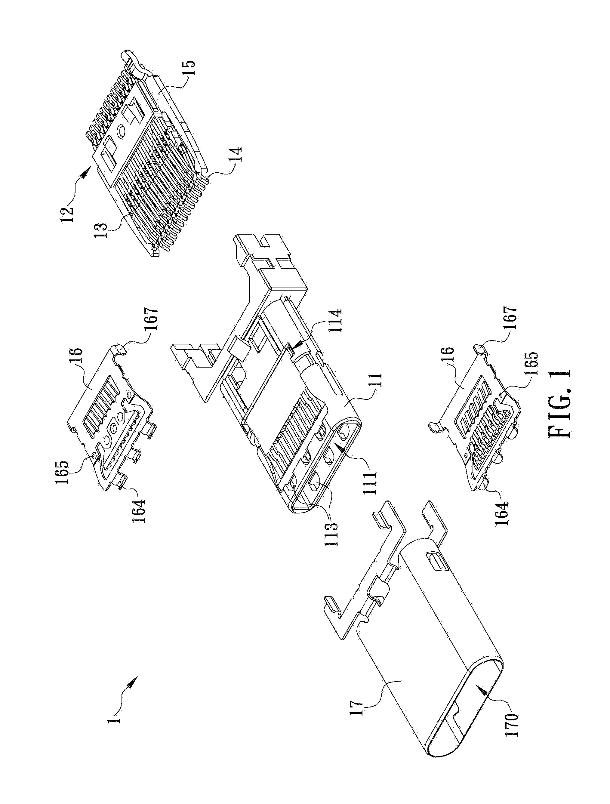 Signal connector having grounding member for pressing and preventing from short-circuit