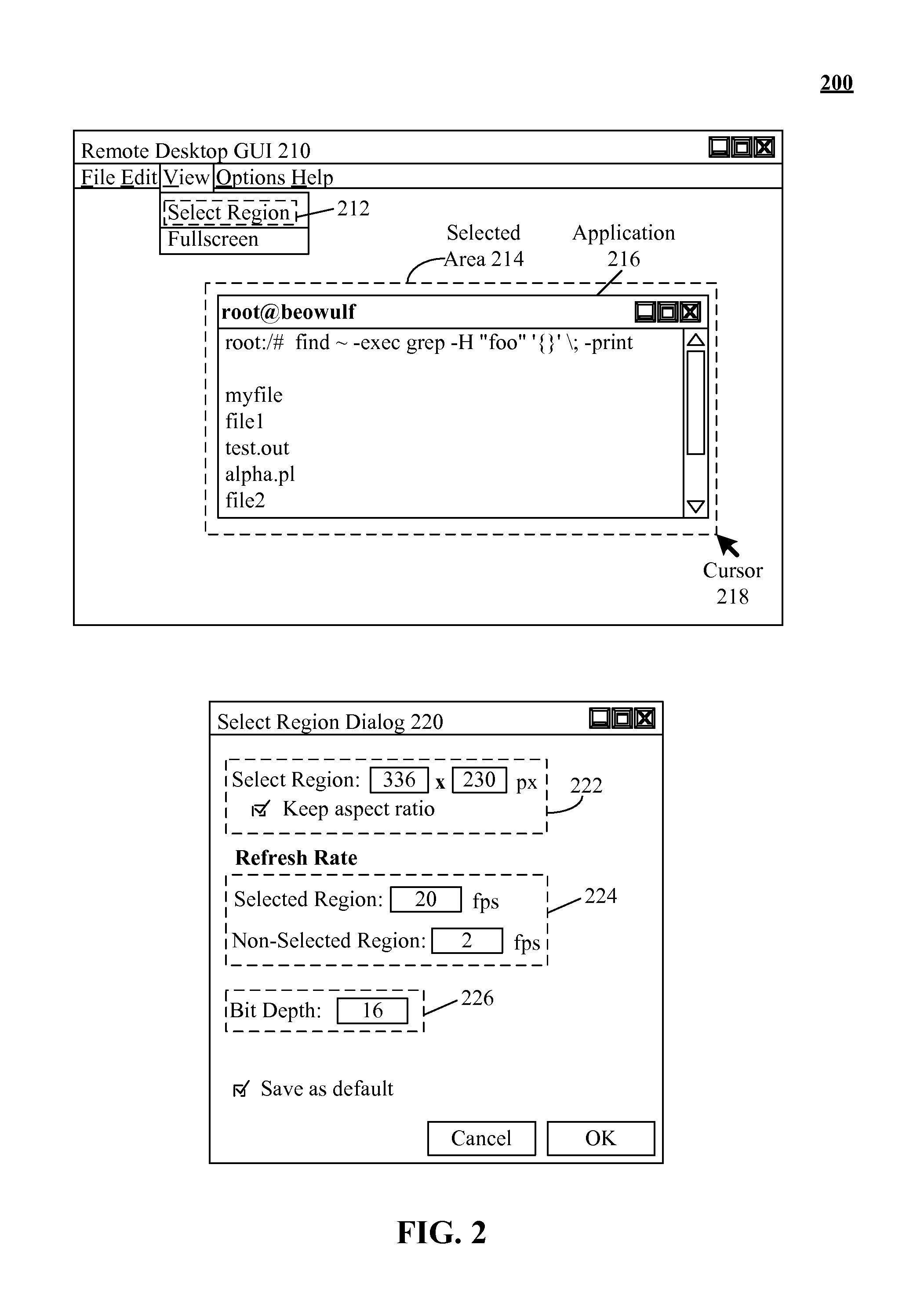 Bandwidth usage and latency reduction of remote desktop software based on preferred rendering of a user selected area