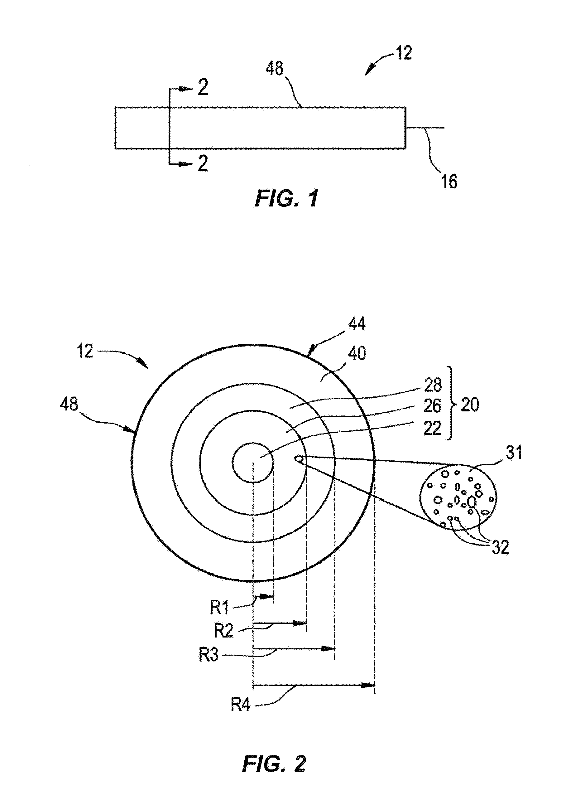 Light diffusing fibers with integrated mode shaping lenses