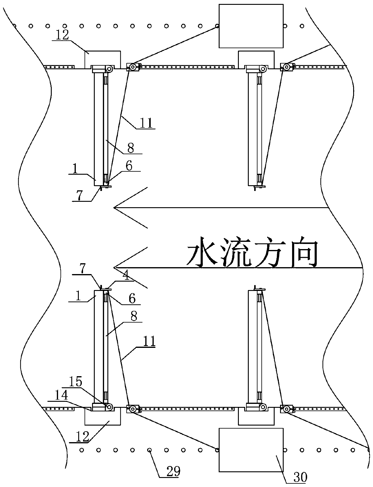 Water-permeable spur dike capable of adjusting angle with river bank