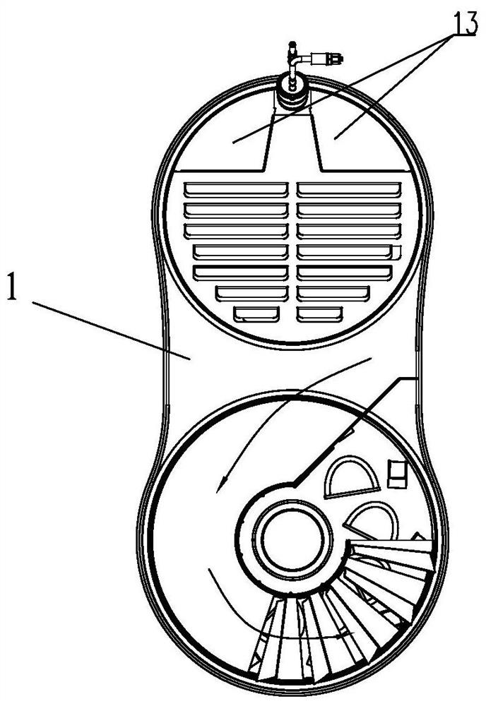 Mixing device for spraying at upper end of U-shaped end cover