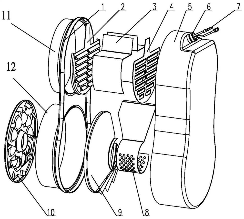 Mixing device for spraying at upper end of U-shaped end cover