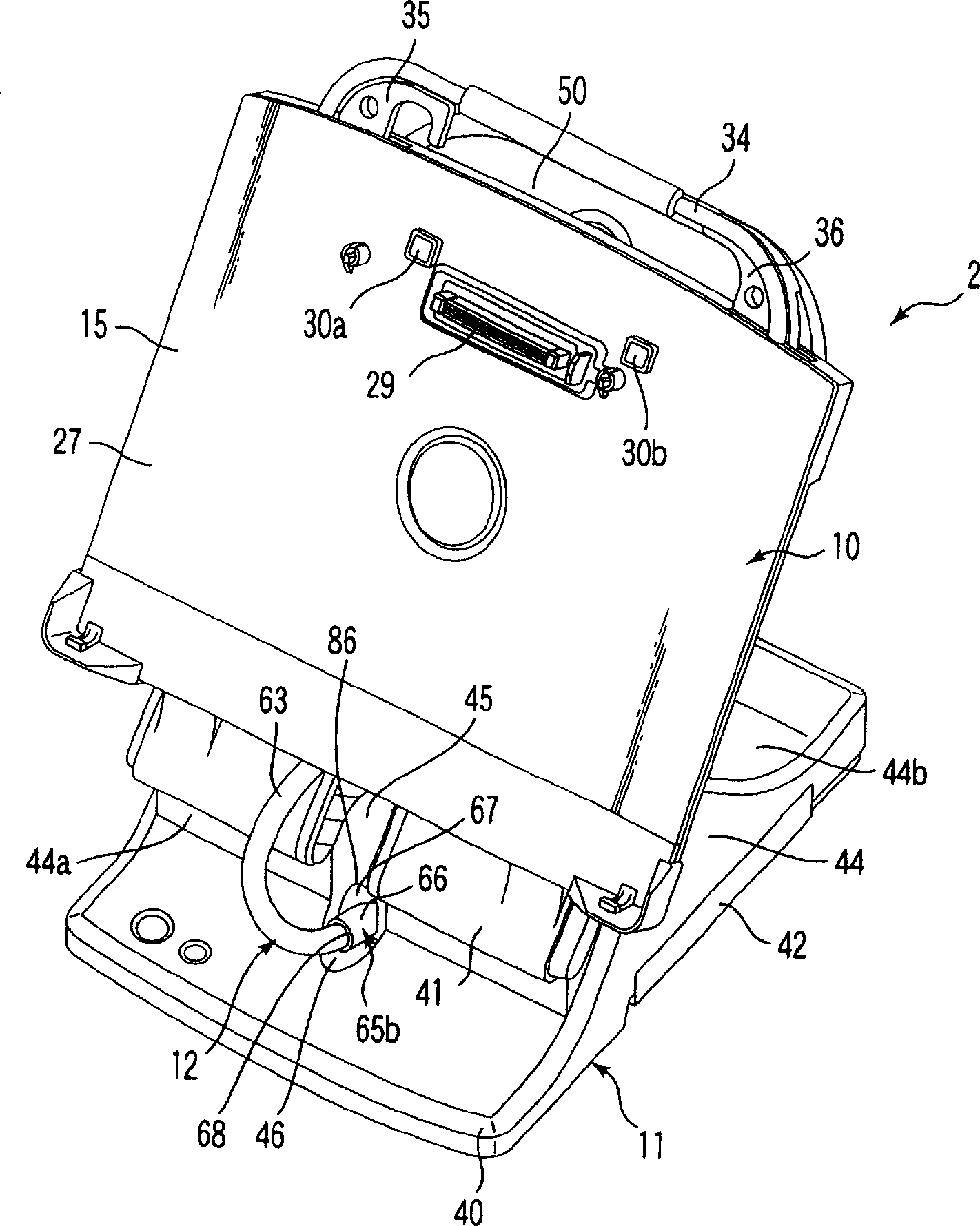 Support device with cable guide for leading cable locating line